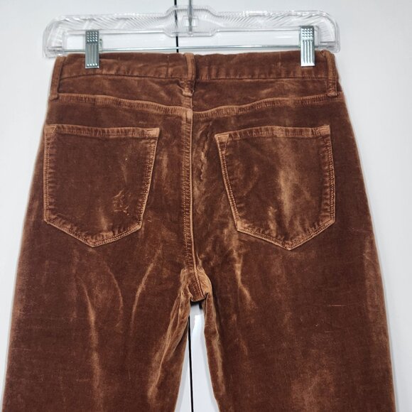 Frame Le Crop Mini Boot Cotton Blend Velvet kick-Flare Pants Size 26 Brown - Picture 4 of 8